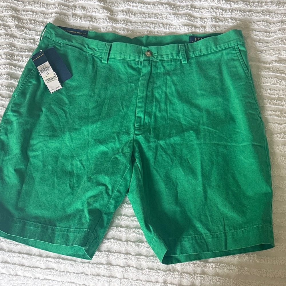 Polo by Ralph Lauren Bright Green Cotton Flat-Front Shorts